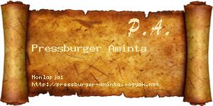 Pressburger Aminta névjegykártya